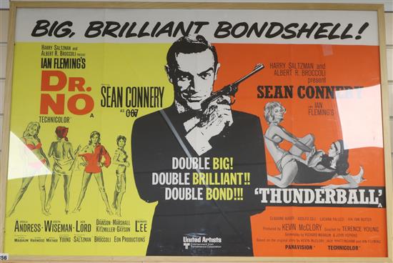A James Bond Dr. No/Thunderball 1970s British Quad double bill film poster